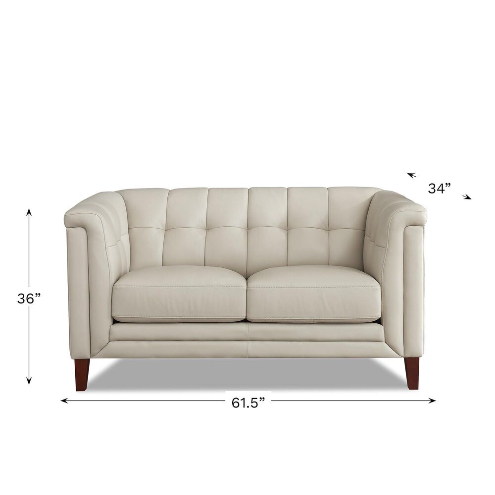 Hydeline Arvo Stationary Leather Loveseat in Vanilla, , large