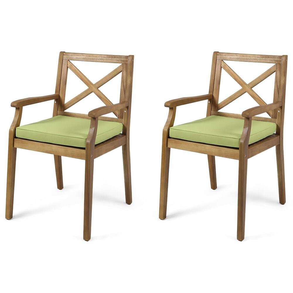 Hearth and Haven Perla Outdoor Dining Chair in Green (Set of 2), , large