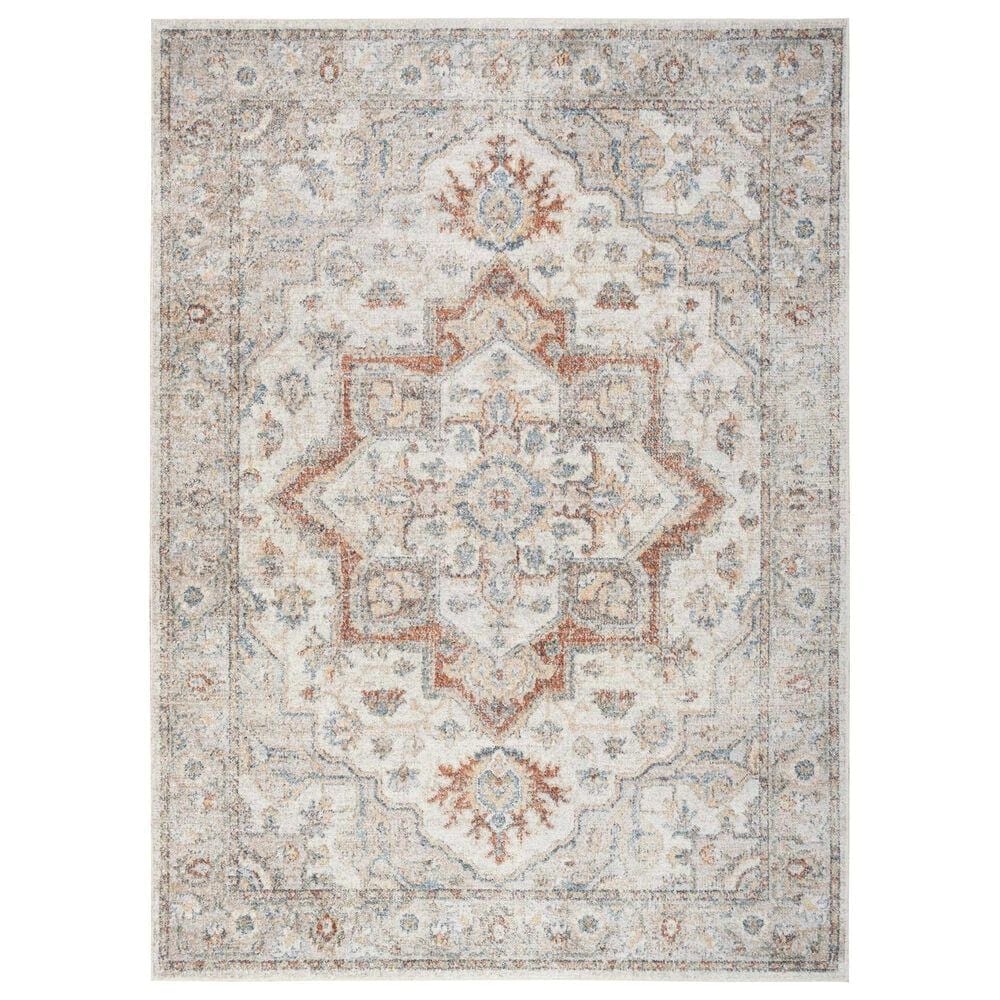 Nourison Astra Machine Washable ASW12 9" x 12" Grey and Multicolor Area Rug, , large