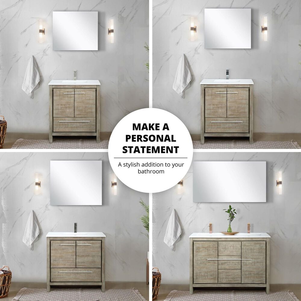 Lexora Home Lafarre 48&quot; Double Bathroom Vanity in Rustic Acacia with 2 cm White Quartz Top and Rectangular Sinks, , large