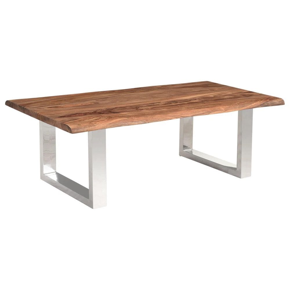 Linden Boulevard Brownstone Cocktail Table in Chrome and Brown, , large