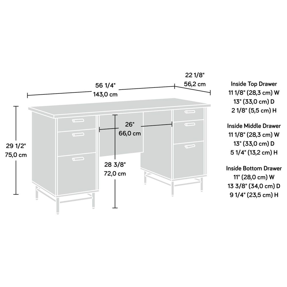 Hearth and Haven 6-Drawer Executive Desk in Brown and White, , large