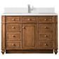 James Martin Vanities Bristol 48" Single Bathroom Vanity in Saddle Brown with Single Hole 3 cm White Zeus Quartz Top and Rectangular Sink, , large