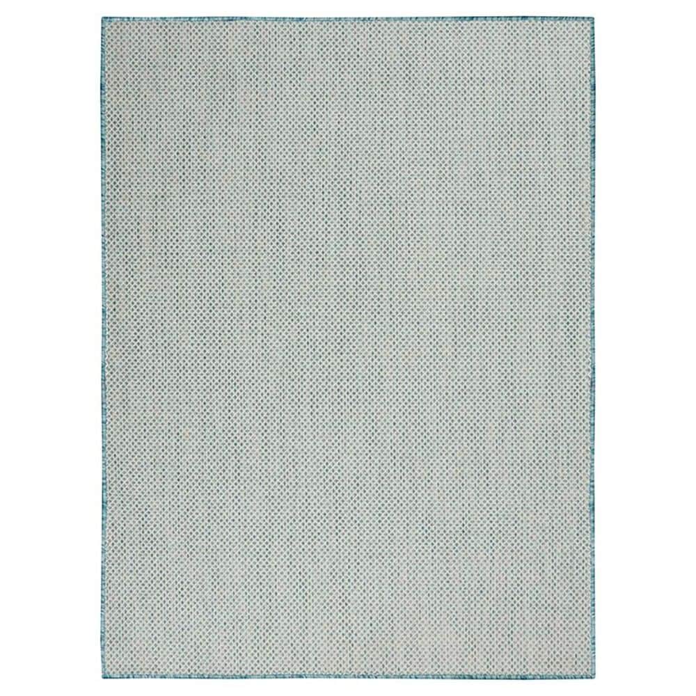 Nourison Courtyard Ivory and Aqua 8&#39; x 10&#39; Indoor/Outdoor Area Rug, , large