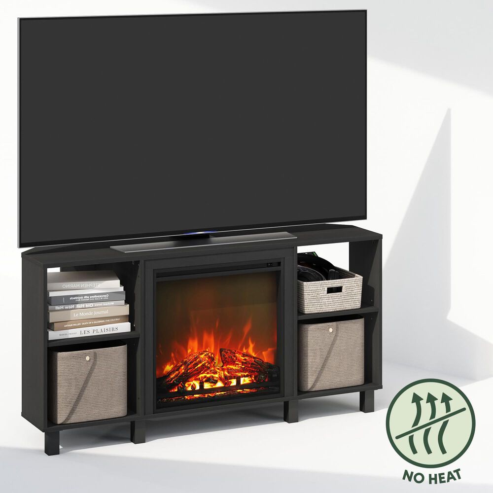 HOMLUX 47" Conner TV Stand with No Heat Electric Fireplace and 4 Open Shelves in Americano, , large