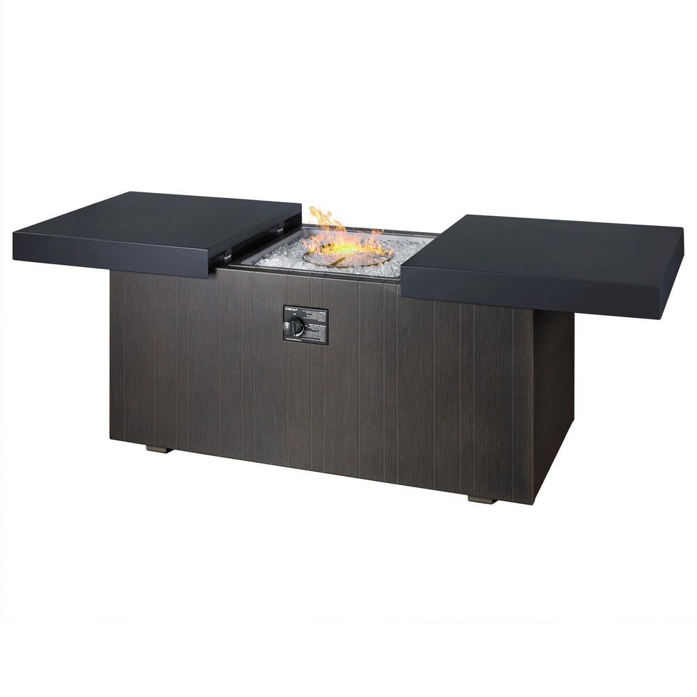 Plank and Hide Rectangular Functional Fire Pit in Wenge and Black, , large