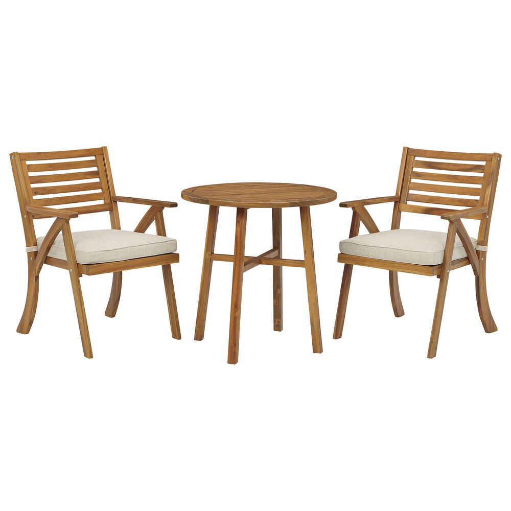 Signature Design by Ashley Vallerie 3-Piece Bistro Set with Light Beige Cushion in Brown, , large