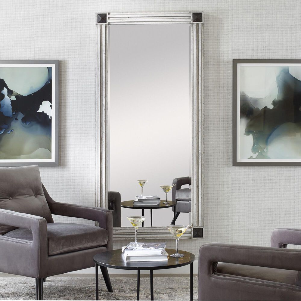 Uttermost Manor Mirror in White Wash, Gray and Dark Bronze, , large