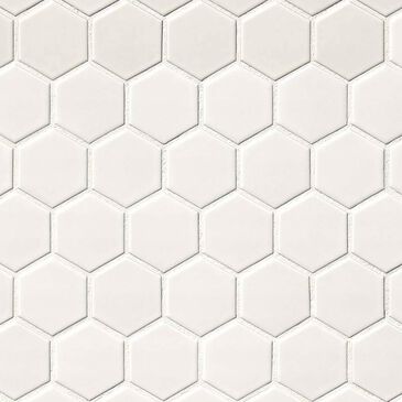 MS International Domino White 2" x 2" on 12" x 13" Matte Porcelain Mosaic Sheet, , large