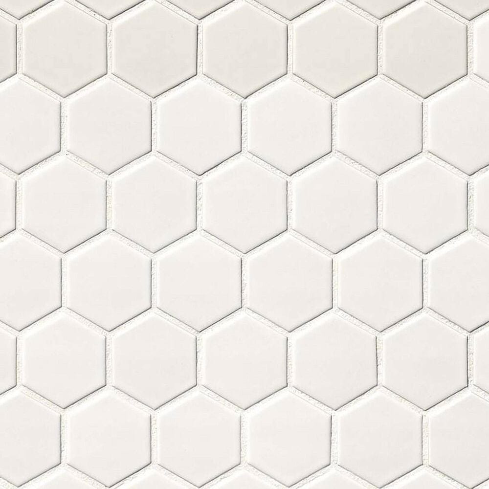 MS International Domino White 2" x 2" on 12" x 13" Matte Porcelain Mosaic Sheet, , large