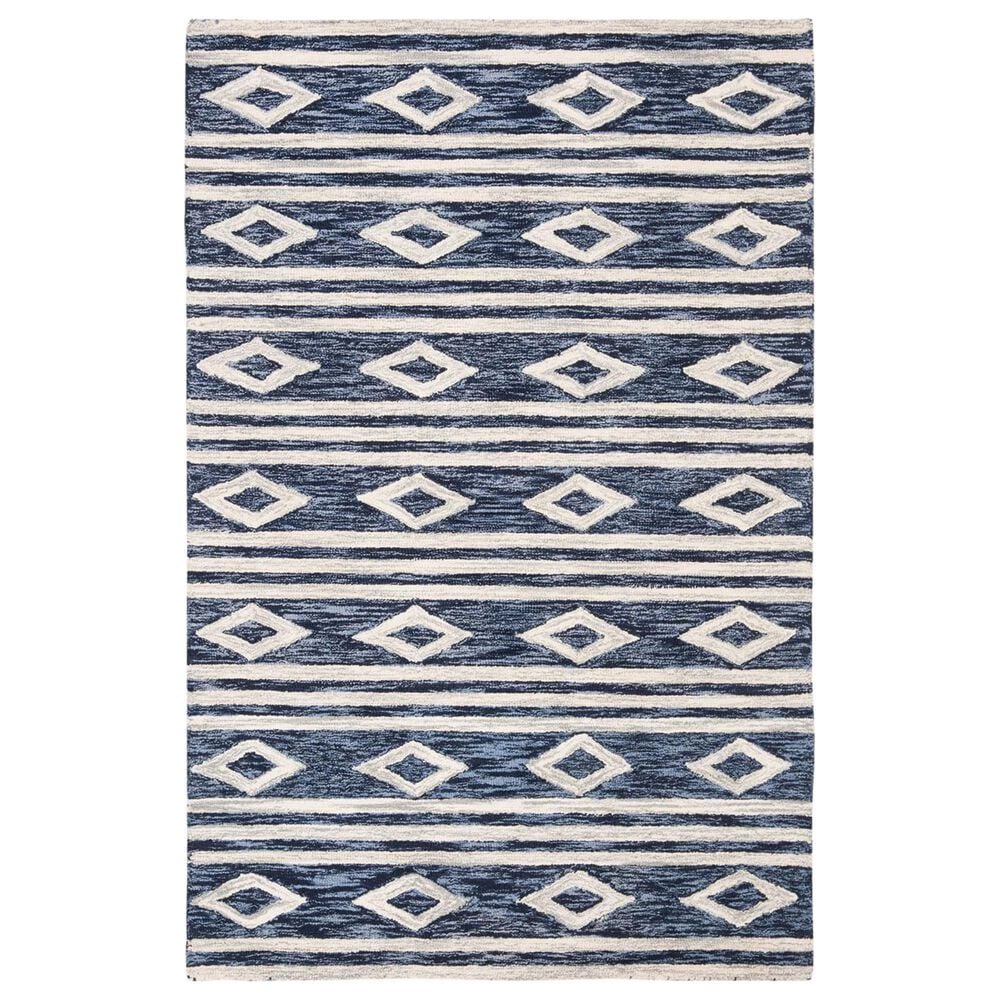 Safavieh Micro-Loop MLP153N 4" x 6" Navy and Ivory Area Rug, , large