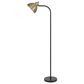 Cal Lighting Morley Metal Floor Lamp with Antique Brass Shade in Satin Black, , large