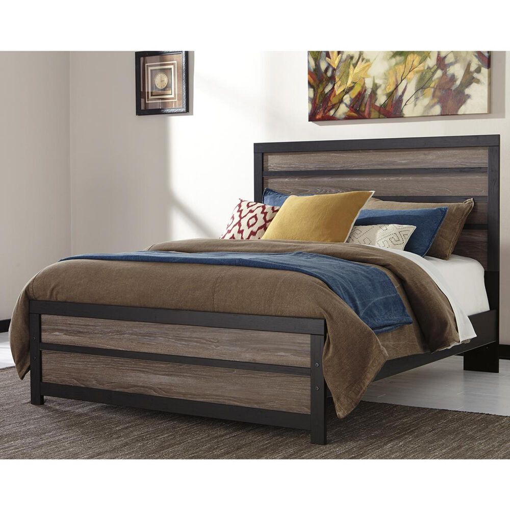 Signature Design by Ashley Harlinton Queen Panel Bed in Warm Gray and Charcoal, , large