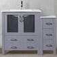 Lexora Home Volez 42" Single Bathroom Vanity in Dark Grey with 2 cm White Ceramic Top, Rectangular Sink and Side Cabinet, , large