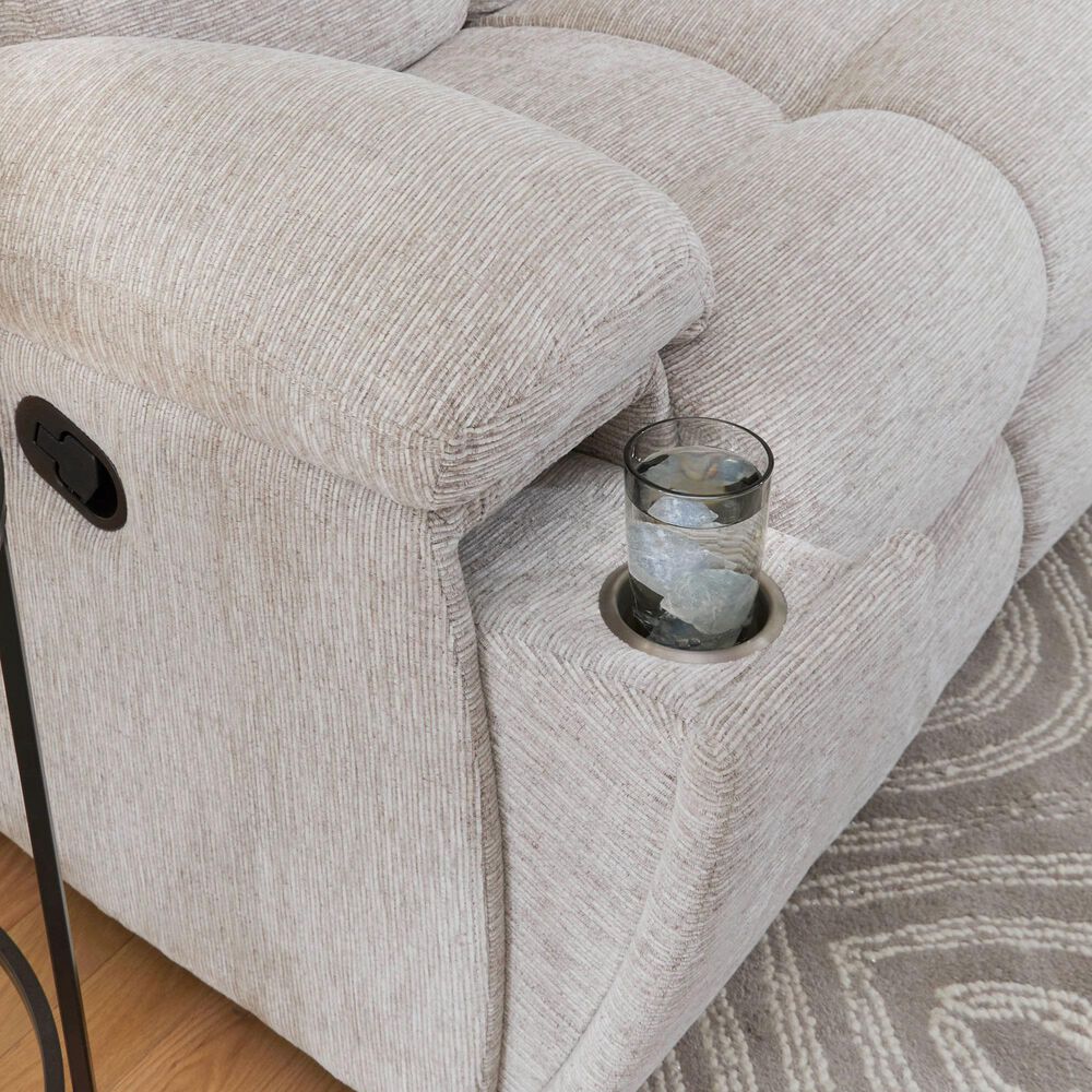 Simeon Collection Buster Manual Dual Reclining Console Loveseat in Opal Taupe Velvet, , large