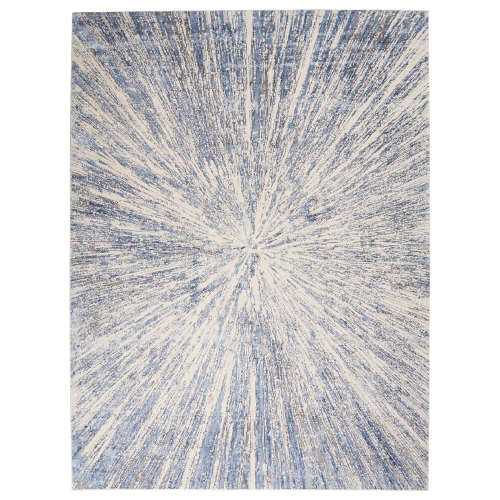 Nourison Silky Textures SLY05 9"3" x 12"9" Blue and Grey Area Rug, , large