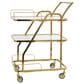 Maple and Jade 3-Shelf Bar Cart with Side Guards and Handle in Polished Gold and Transparent, , large