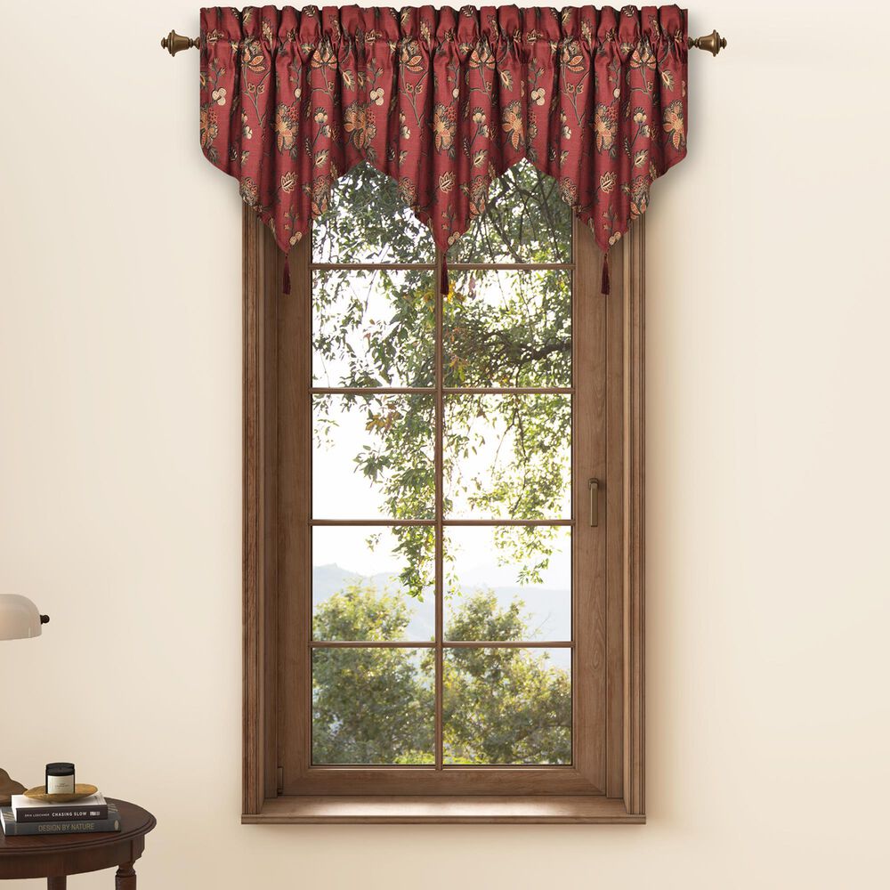 J. Queen New York Bari 41&quot; x 20&quot; Window Ascot Valance in Light Green, Gold and Red, , large