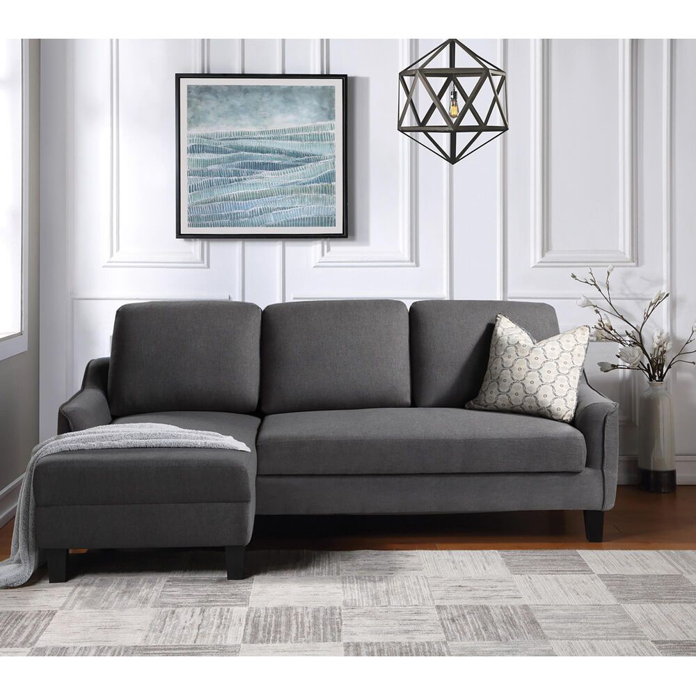 OSP Home Lester 1-Piece Stationary Sleeper Sofa Chaise in Grey, , large