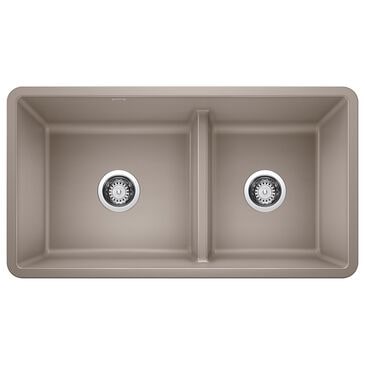Blanco Precis Reversible 1-3/4 Double Bowl Kitchen Sink with Low Divide in Truffle, , large