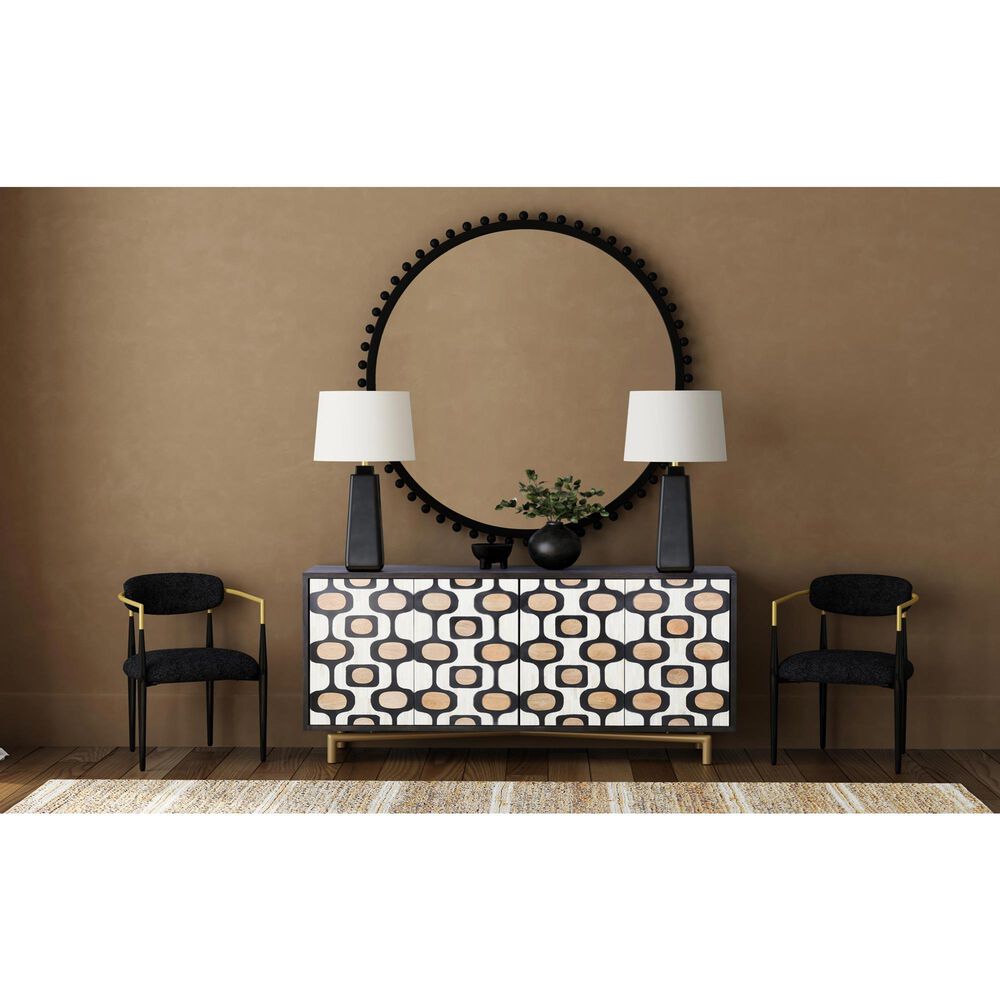 Bassett Mirror Company Paxton 4-Door Server in Ebony Mango, Ivory Bone, Natural Mango and Ant Brass, , large