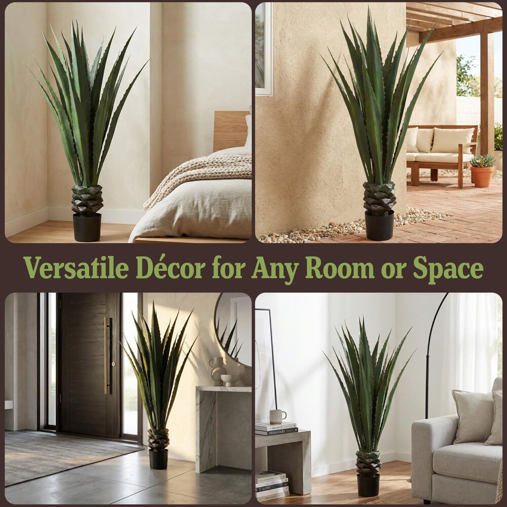 Timberlake 52" Artificial Giant Agave Floor Plant with Pot in Green, , large