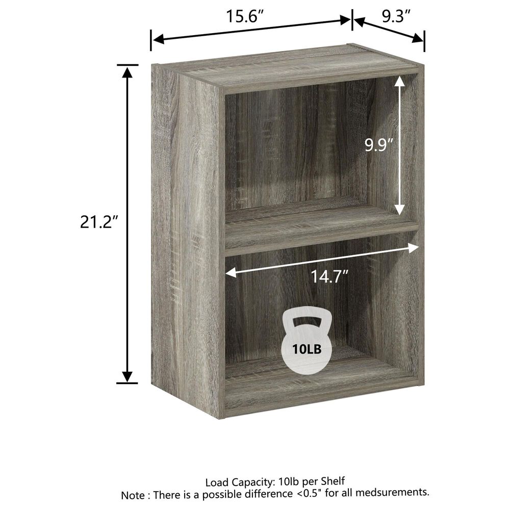 HOMLUX 2-Tier Cube Compact Storage Shelf Organizer Bookcase in French Oak, , large