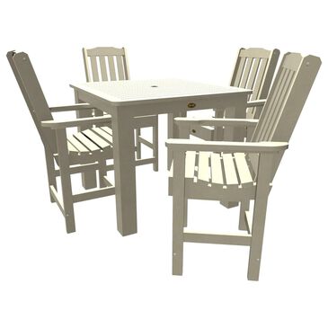 Highwood USA Springville 5-Piece Patio Counter Dining Set with Square Table in Whitewash, , large
