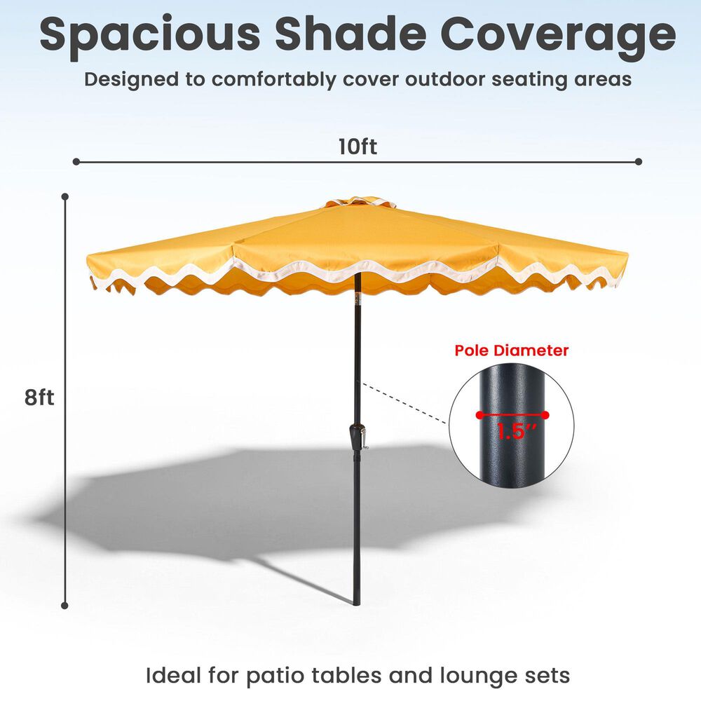 HOMLUX 10' Patio Umbrella with Lights in Yellow, , large