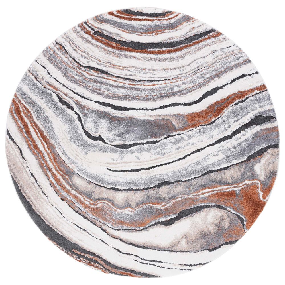 Safavieh Cyrus Shag CYR134F CYRUS SHAG 6"7" Round Grey and Rust Area Rug, , large