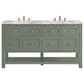 James Martin Vanities Breckenridge 60" Double Bathroom Vanity in Smokey Celadon with 3 cm Carrara White Marble Top and Rectangular Sinks, , large