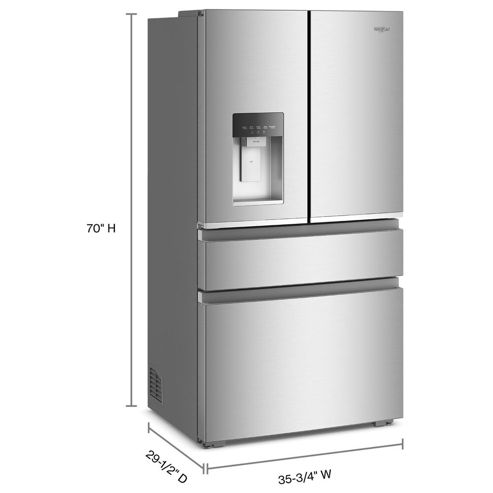 Whirlpool 22 Cu. Ft. 4-Door Depth French Door Refrigerator with Dual Ice Makers in Fingerprint Resistant Stainless Steel, , large