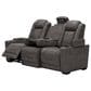 Ashley HyllMont Dual Power Reclining Console Sofa with Power Headrest in Gray, , large