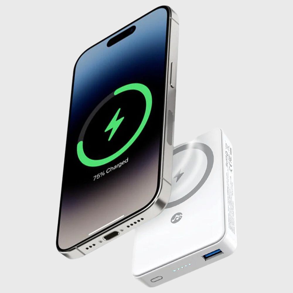 The Mighty Mount 10000 Mah MagSafe Wireless Charging Power Bank with Kickstand in White, , large