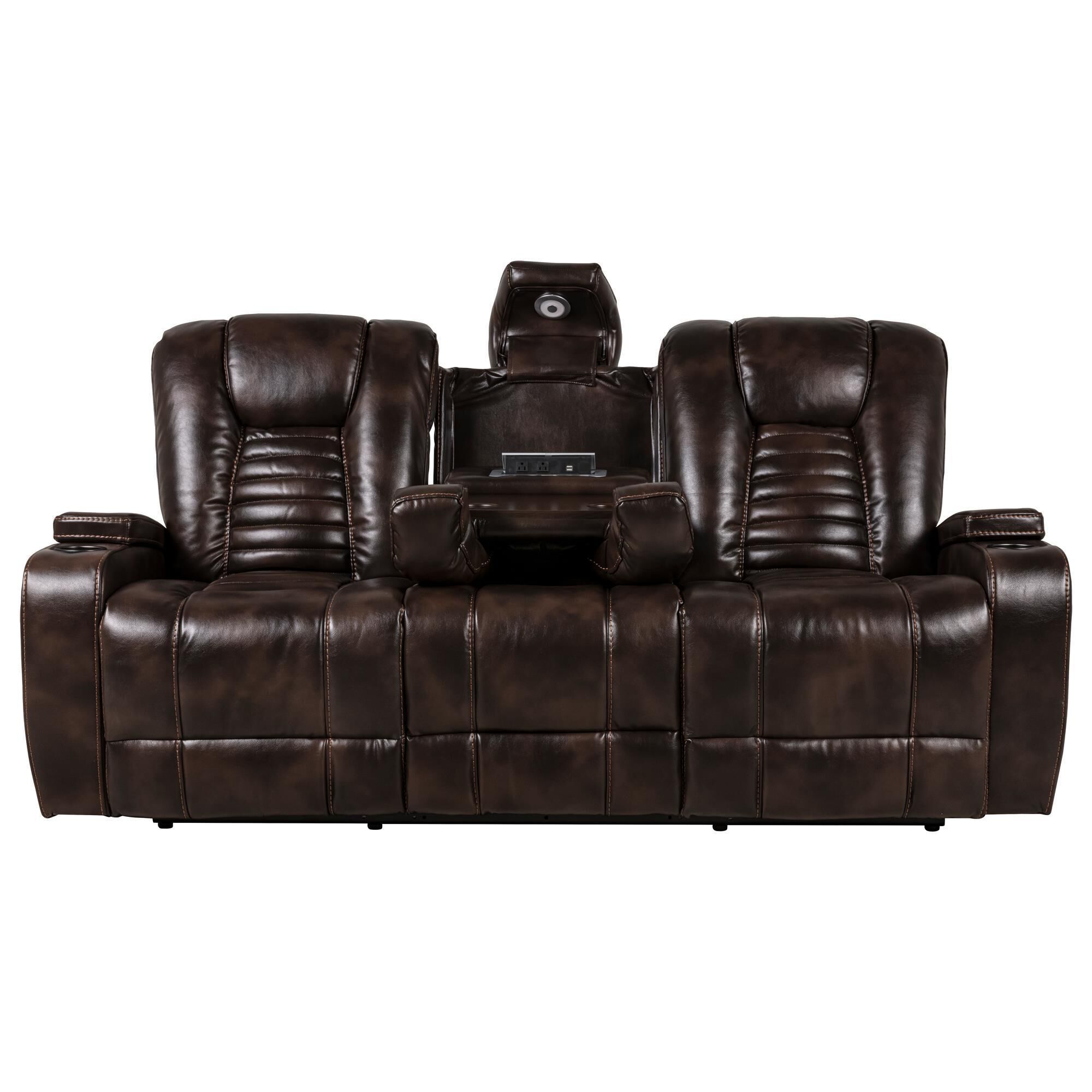 Oxford Furniture Dual Manual Reclining Sofa with Drop Down Table