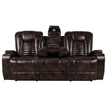 Oxford Furniture Dual Manual Reclining Sofa with Drop Down Table in Bolero Coffee, , large