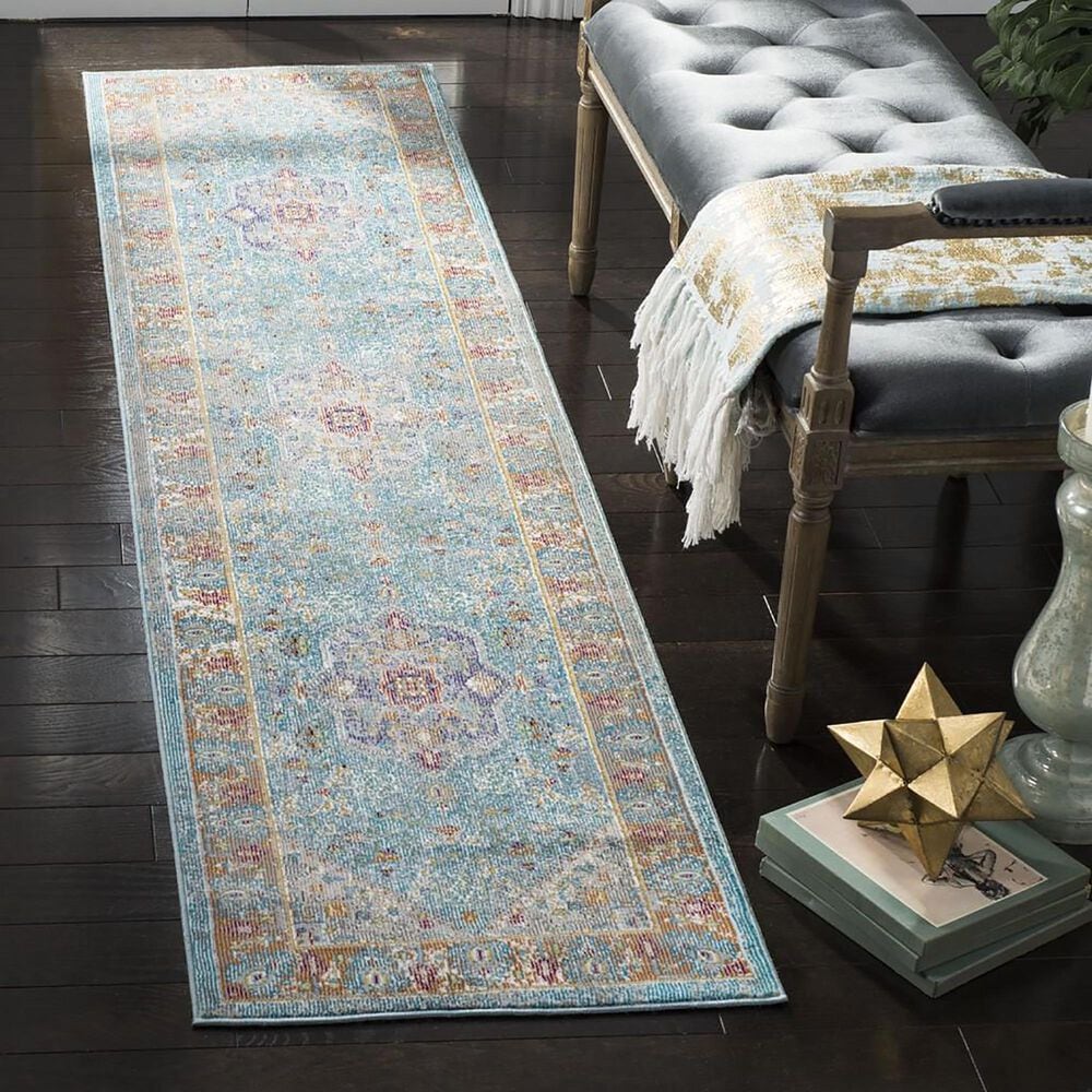 Safavieh Aria ARA100B 2&#39; x 12&#39; Blue and Creme Runner, , large