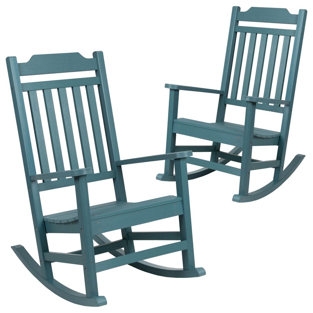 Blue Winston Rocker Flash Furniture Winston Patio Rocking Chair in Blue (Set of 2) | NFM