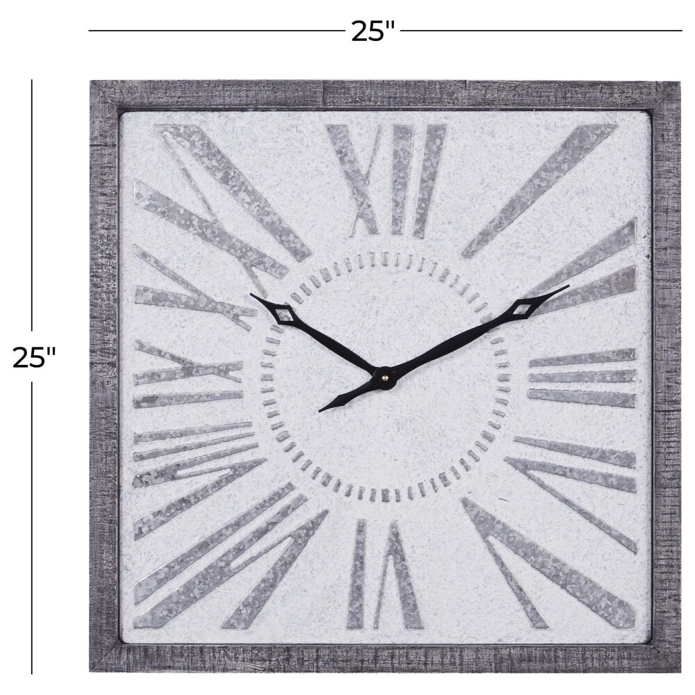 Maple and Jade 25&quot; Metal Wall Clock in Grey, , large