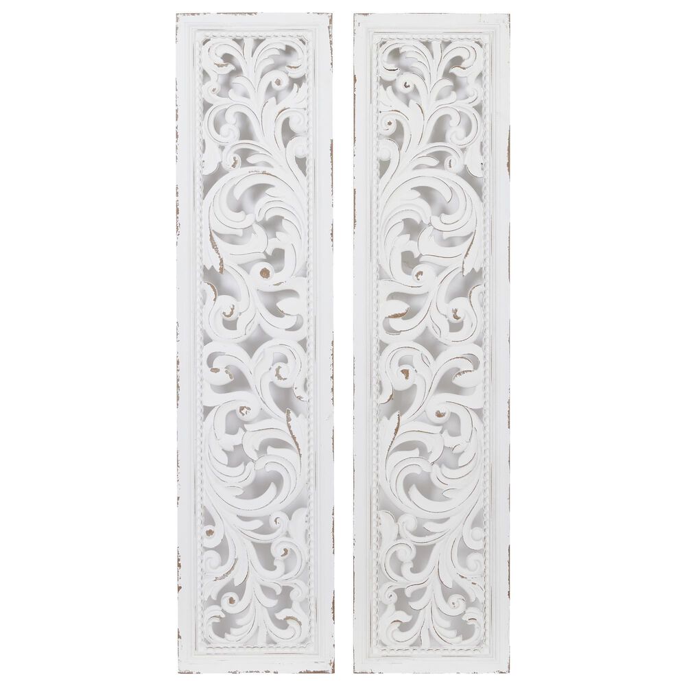 Maple and Jade Abstract Wall Decor in White (Set of 2), , large
