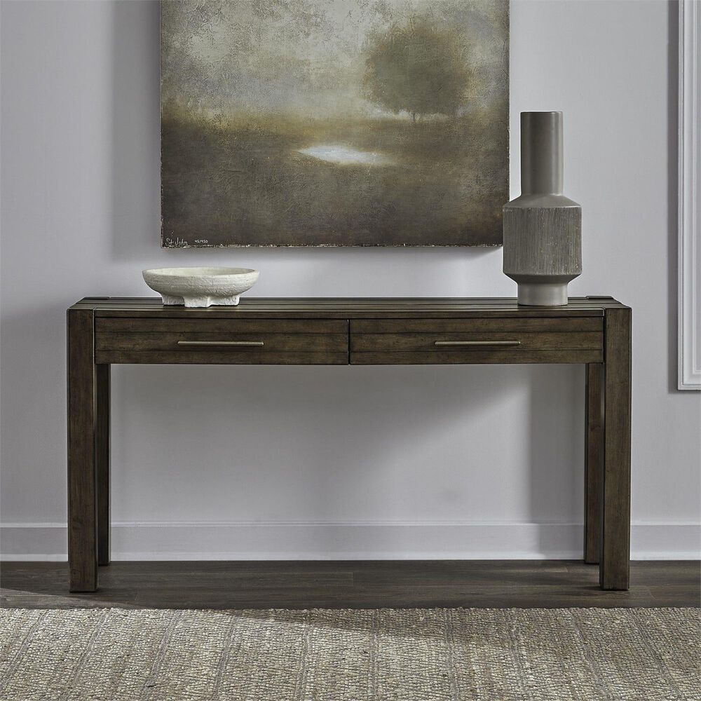 Belle Furnishings Broadmore 2-Drawer Console Table in Cobblestone Brown, , large