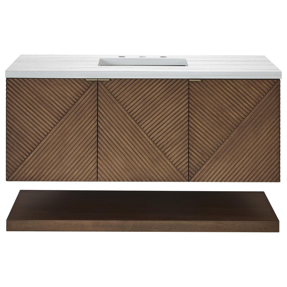James Martin Vanities Marcello 48&quot; Single Bathroom Vanity in Chestnut with 3 cm Arctic Fall Solid Surface Top and Rectangular Sink, , large