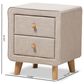 Baxton Studio Jonesy 2-Drawer Upholstered Nightstand in Beige, , large
