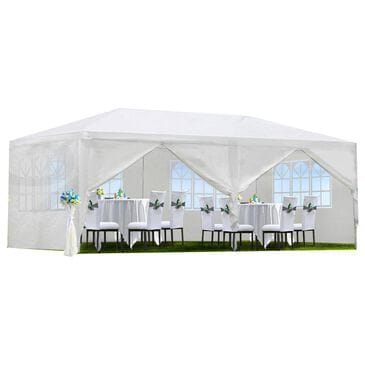 HOMLUX 10" x 20" Outdoor Canopy Gazebo with Sidewalls for Party in White, , large
