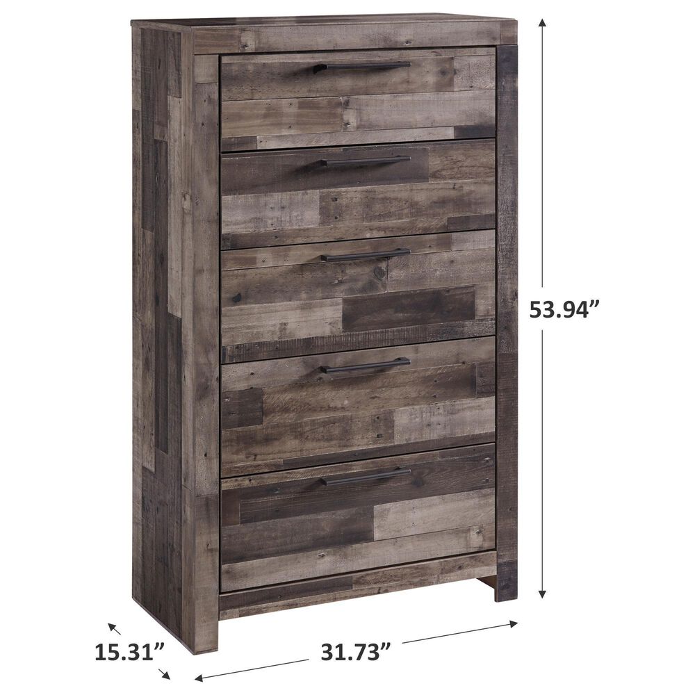 Signature Design by Ashley Derekson 5 Drawer Chest in Walnut and Gray, , large