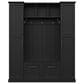 HOMLUX 5-Hook Hall Tree with 4 Side Cabinets and Storage Bench in Black, , large