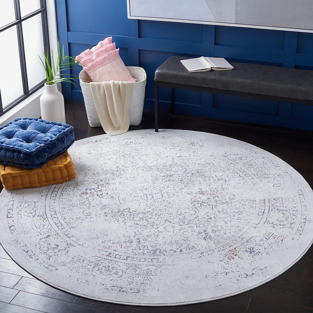 Safavieh Craft CFT955F 6&#39;7&quot; Round Grey and Blue Area Rug, , large