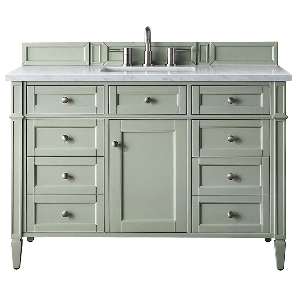 James Martin Vanities Brittany 48" Single Bathroom Vanity in Sage Green with 3 cm Arctic Fall Solid Surface Top and Rectangular Sink, , large
