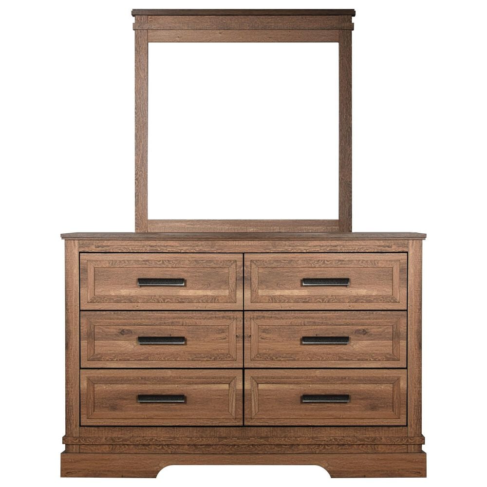 New Heritage Design Coventry Hall 6-Drawer Dresser and Mirror in Pecan, , large