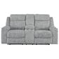 Ashley Buntington Double Manual Reclining Loveseat in Pewter, , large